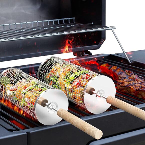Ivtivfu Other - Rolling Grill Basket, Grilling Accessories, Outdoor Camping, Gifts for Men 304 S